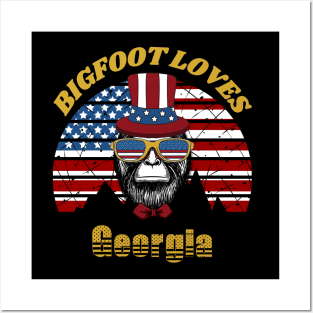 Bigfoot loves America and Georgia Posters and Art